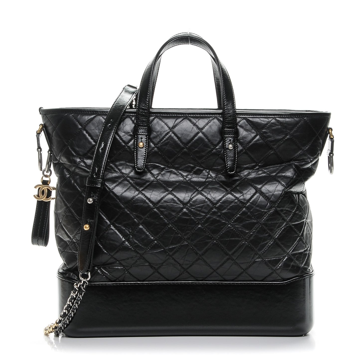Calfskin Quilted Large Gabrielle Shopping Tote Black