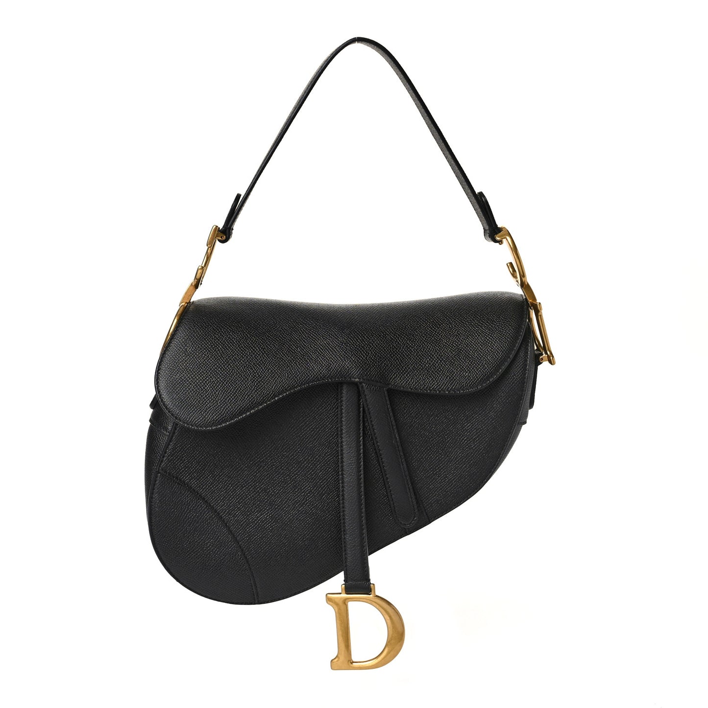 Grained Calfskin Saddle Bag Black