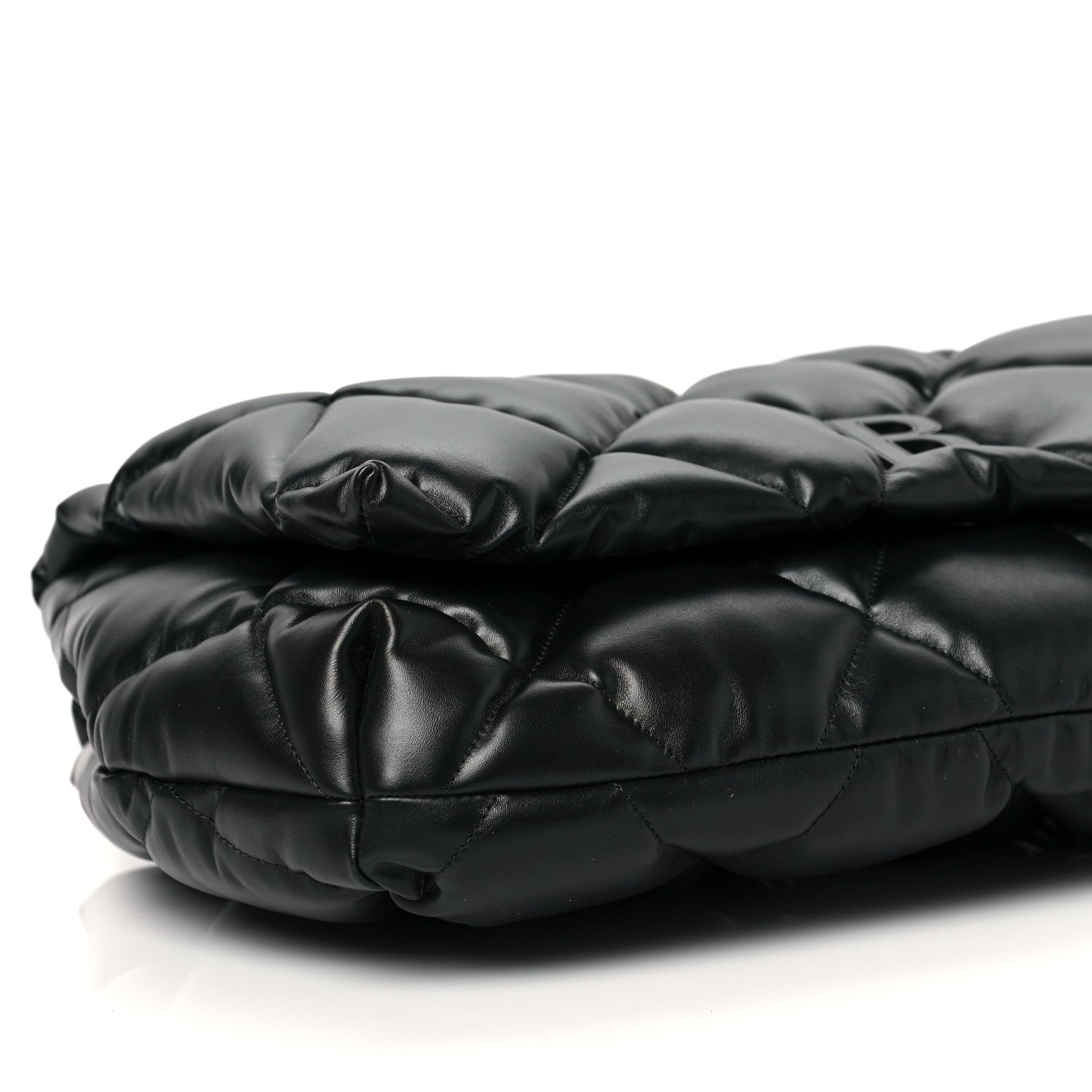 Balenciaga Nappa Calfskin Quilted Touch B Clutch Bag Black 8 of 9