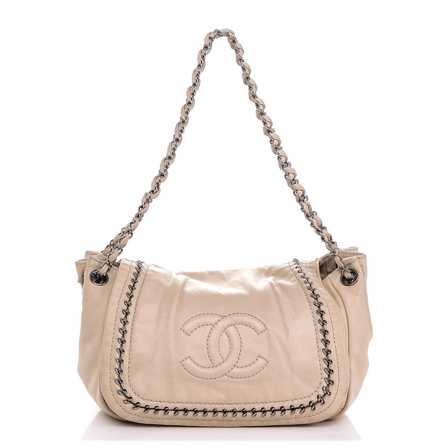 Smooth Calfskin Luxe Ligne Small Flap Bag Light Beige