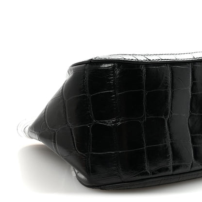Versace Calfskin Crocodile Embossed Small Greca Goddess Shoulder Bag 8 of 9