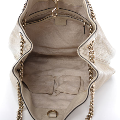Gucci Pebbled Calfskin Medium Soho Chain Shoulder Bag Off White 5 of 11