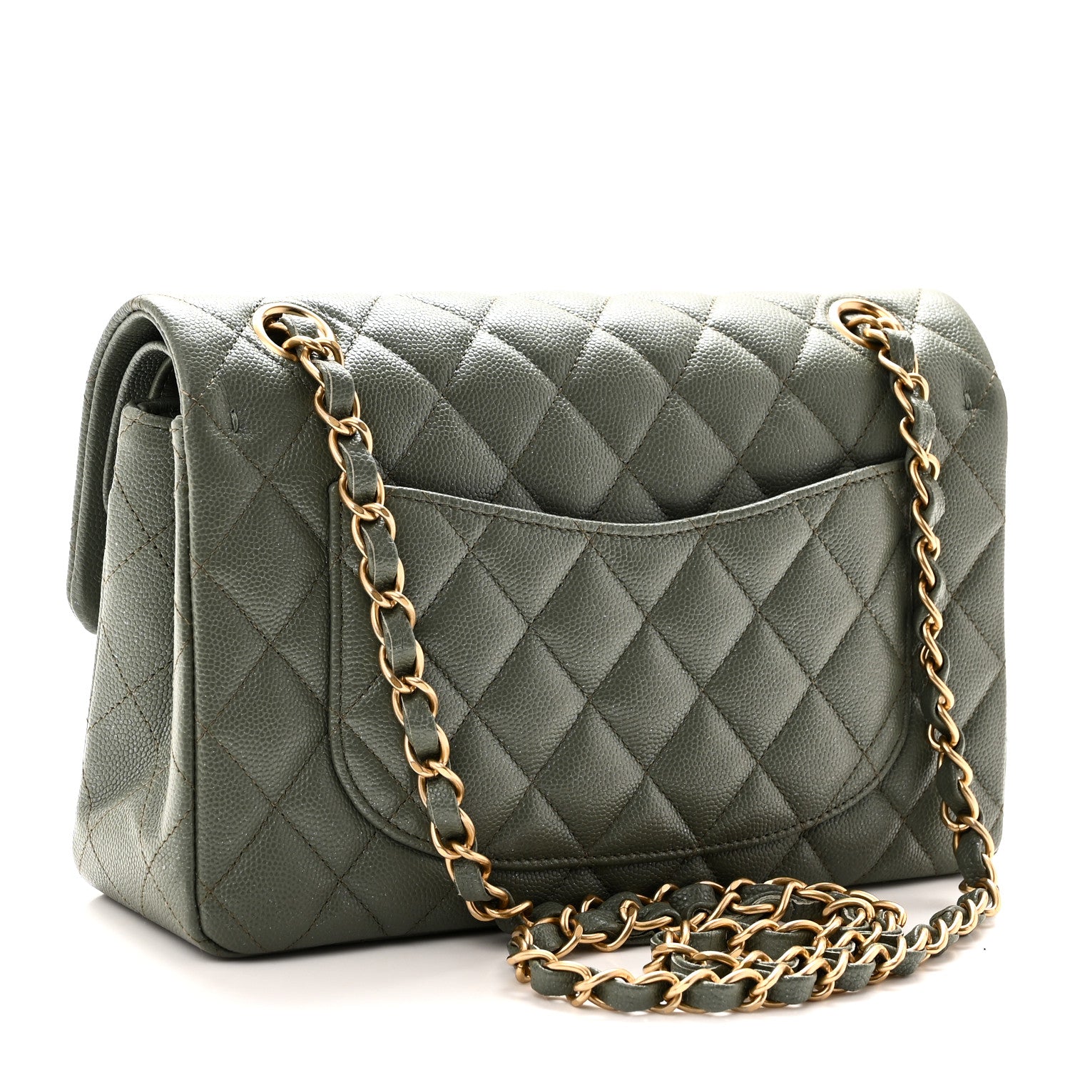 Chanel Iridescent Caviar Quilted Small Double Flap Green 3 of 10