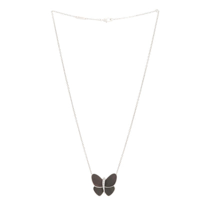 Van Cleef & Arpels 18K White Gold Grey Mother of Pearl Diamond Butterfly Pendant Necklace 3 of 6