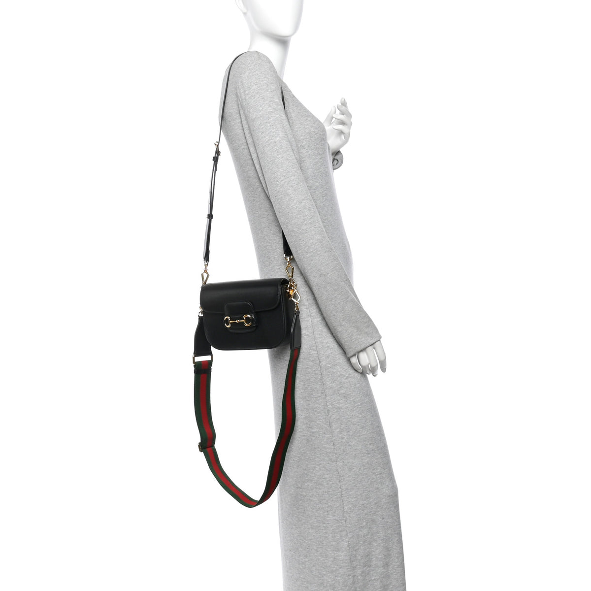 Azalea Calfskin Web Mini Horsebit 1955 Shoulder Bag Black