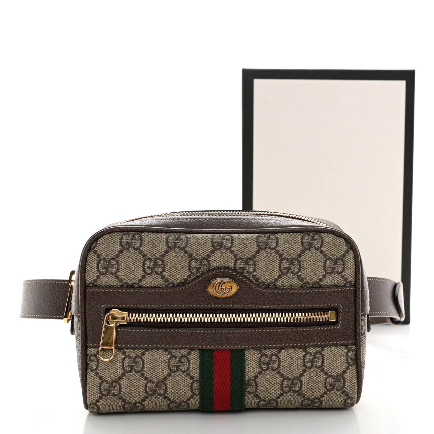 GG Supreme Monogram Web Small Ophidia Belt Bag 95 38 Dark Brown