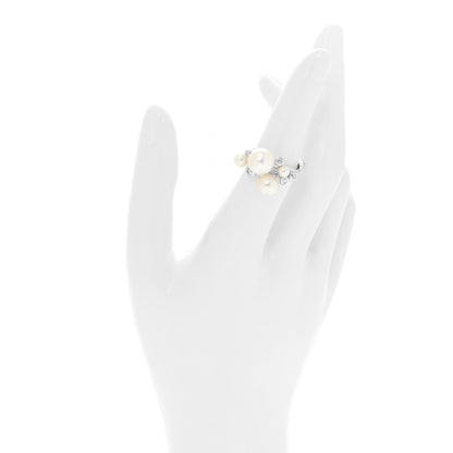 David Yurman Sterling Silver Diamond Pearl Cluster Cable Ring 52 6 3 of 6