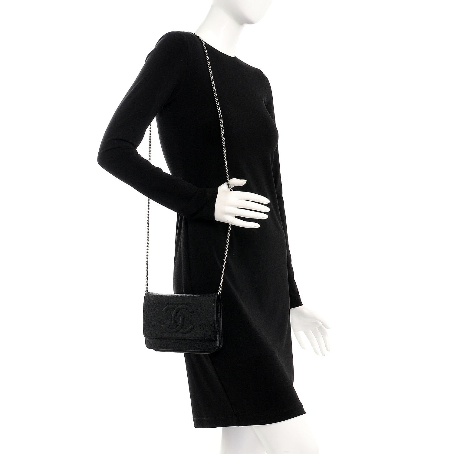 Chanel Caviar Timeless CC Wallet On Chain WOC Black 2 of 9
