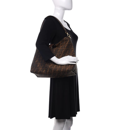 Fendi Zucca Vitello Artic Small Clasp Top Hobo Bag Tobacco Castagna 2 of 10