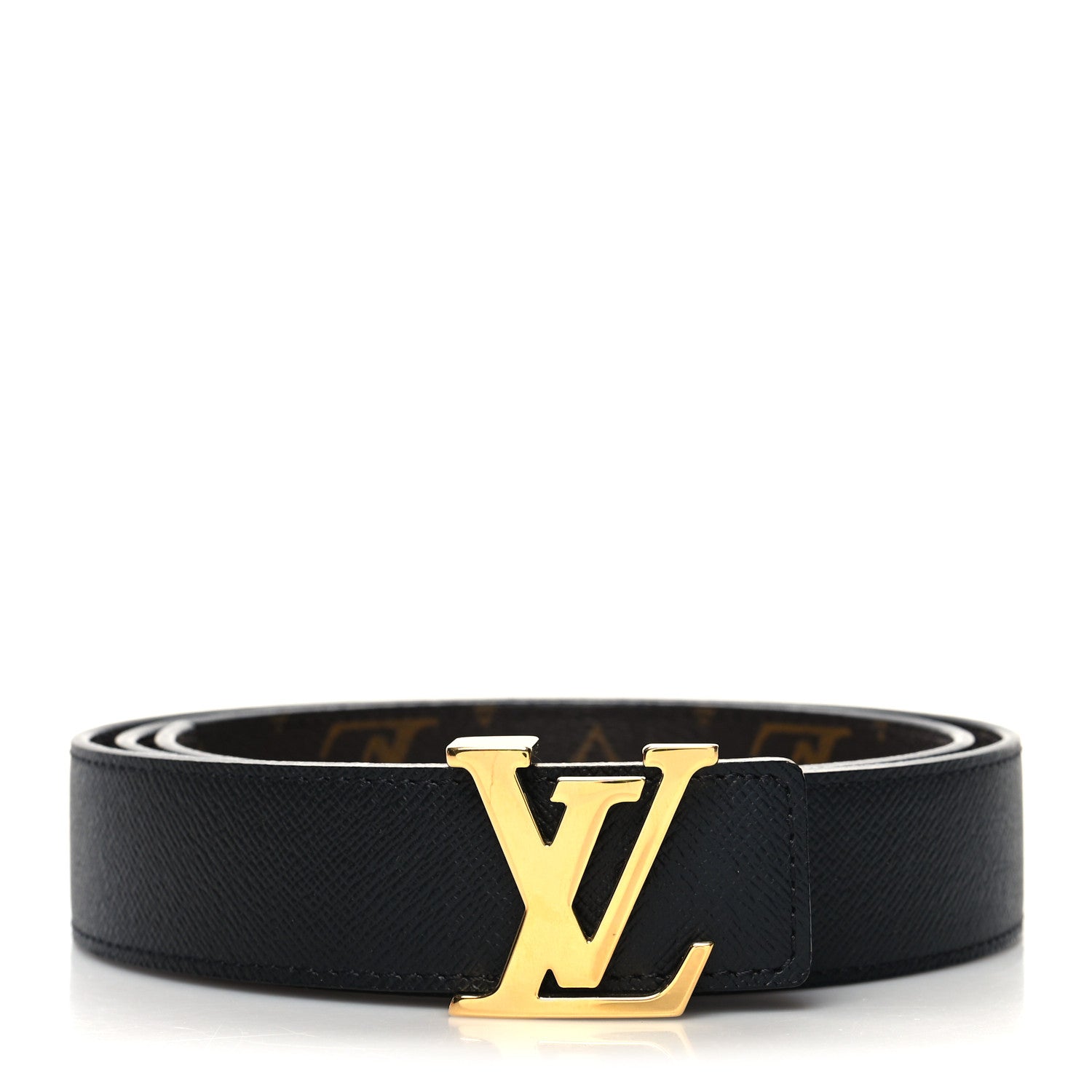 Louis Vuitton Calfskin Monogram 30mm LV Initiales Reversible Belt 85 34 Black 1 of 5