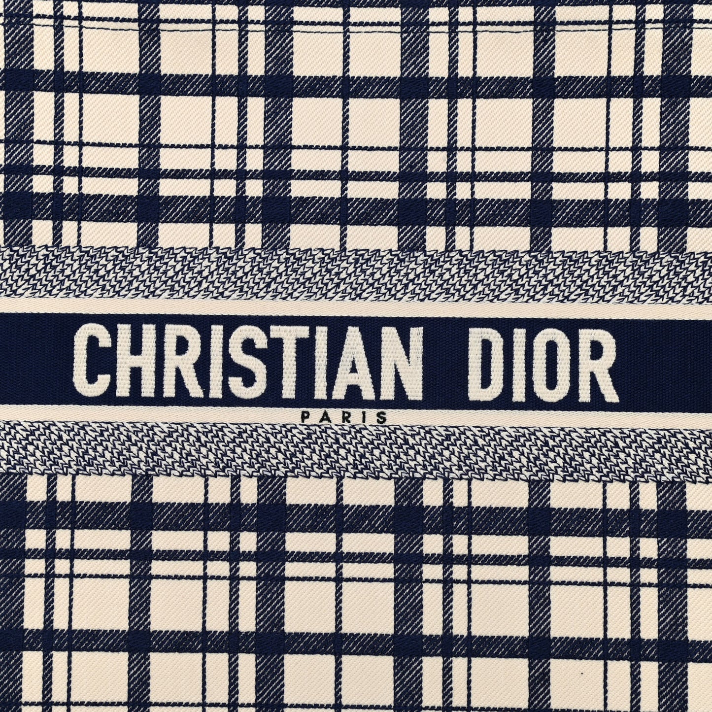 Canvas Embroidered Large Check'n'Dior Book Tote Blue