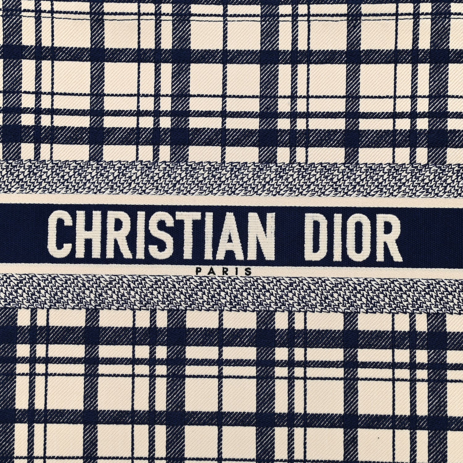 Christian Dior Canvas Embroidered Large Check'n'Dior Book Tote Blue 8 of 11