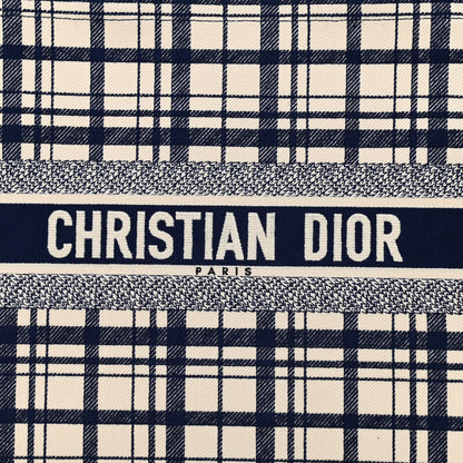 Christian Dior Canvas Embroidered Large Check'n'Dior Book Tote Blue 8 of 11