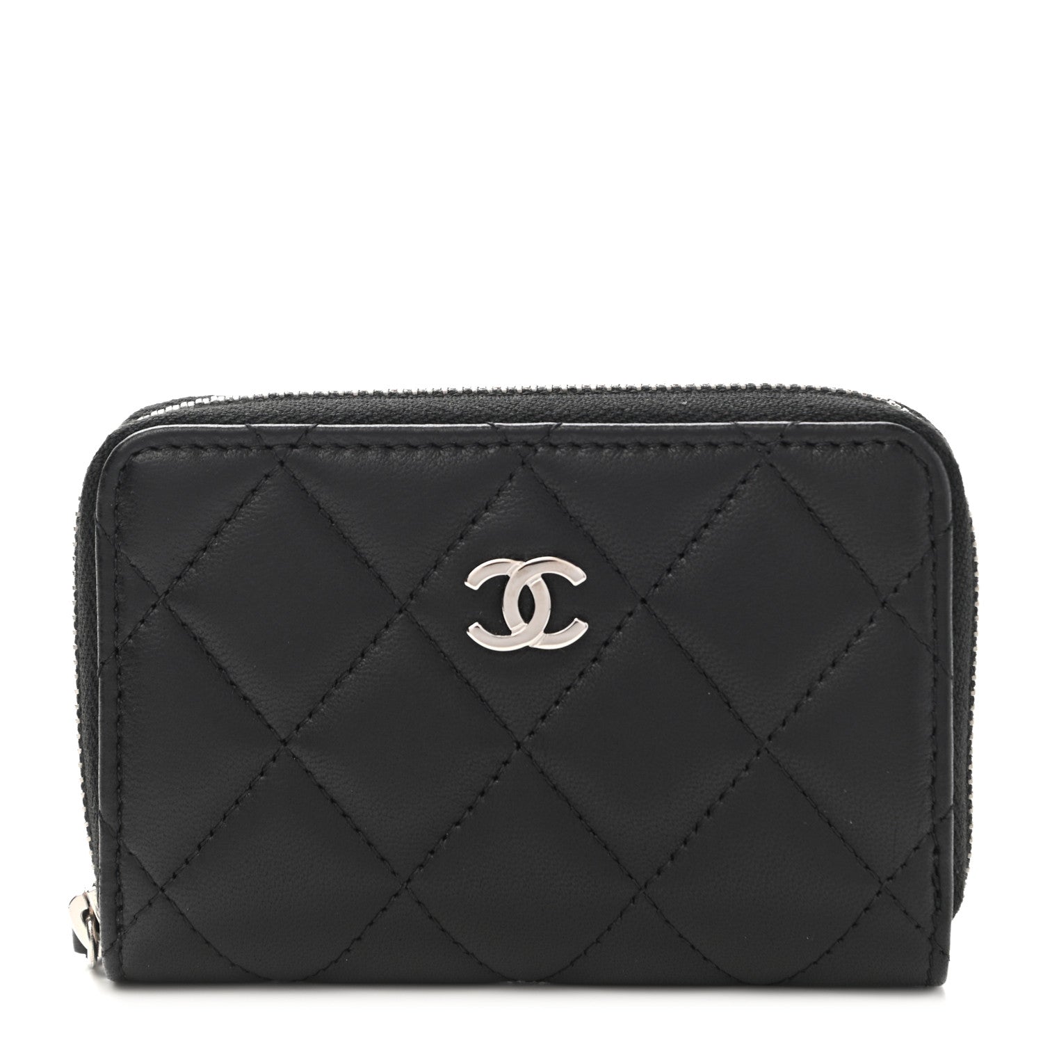 Chanel Lambskin Quilted Zip Coin Purse Black 1 of 7