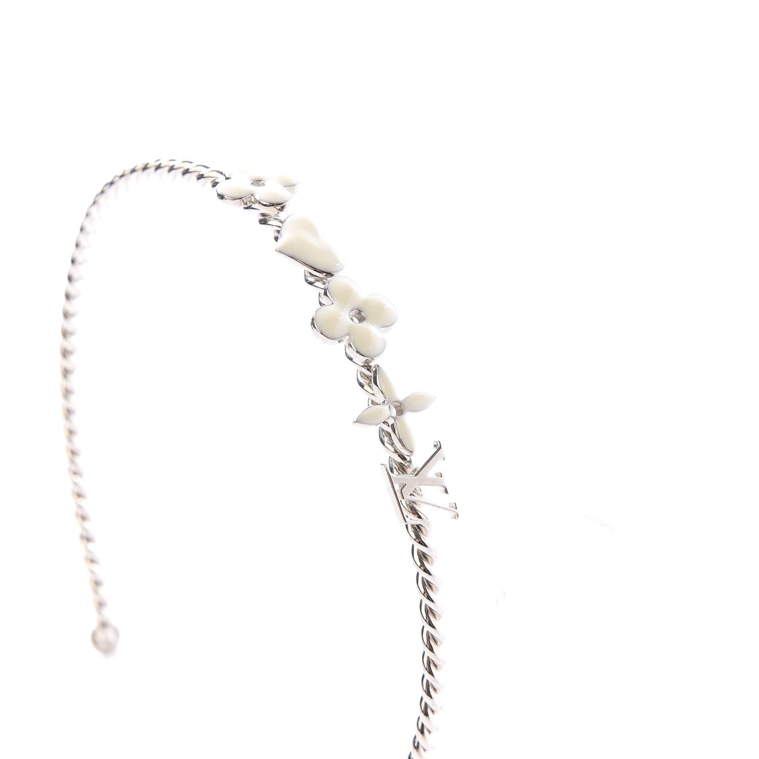 Louis Vuitton Brass Enamel Monogram Sweet Headband Silver 2 of 3