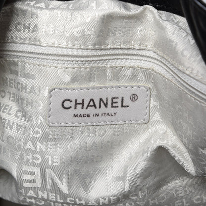 Chanel Lambskin Contrast Stitch Large Drawstring Tote Black 6 of 7