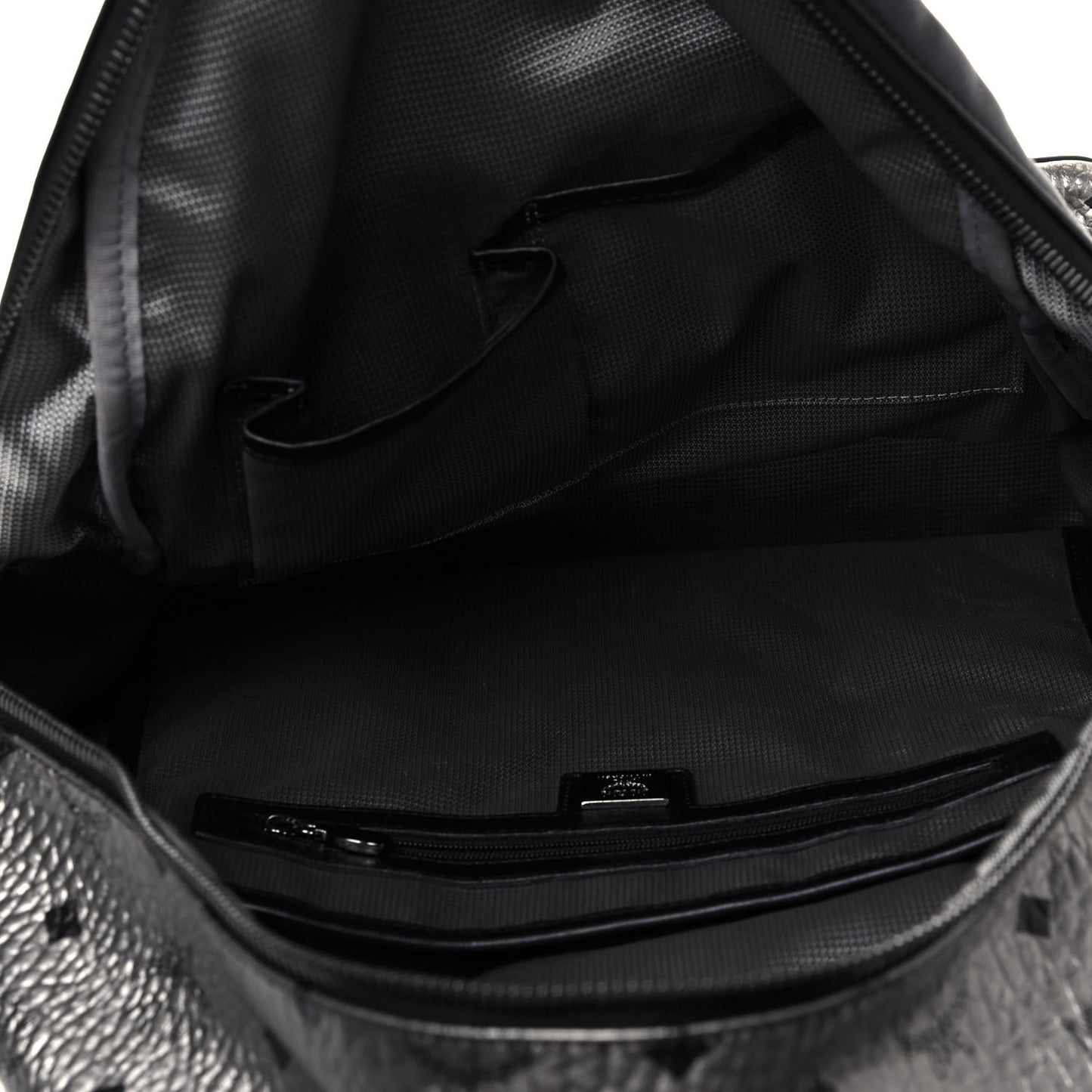 Metallic Visetos Medium Side Stud Stark Backpack Silver Black