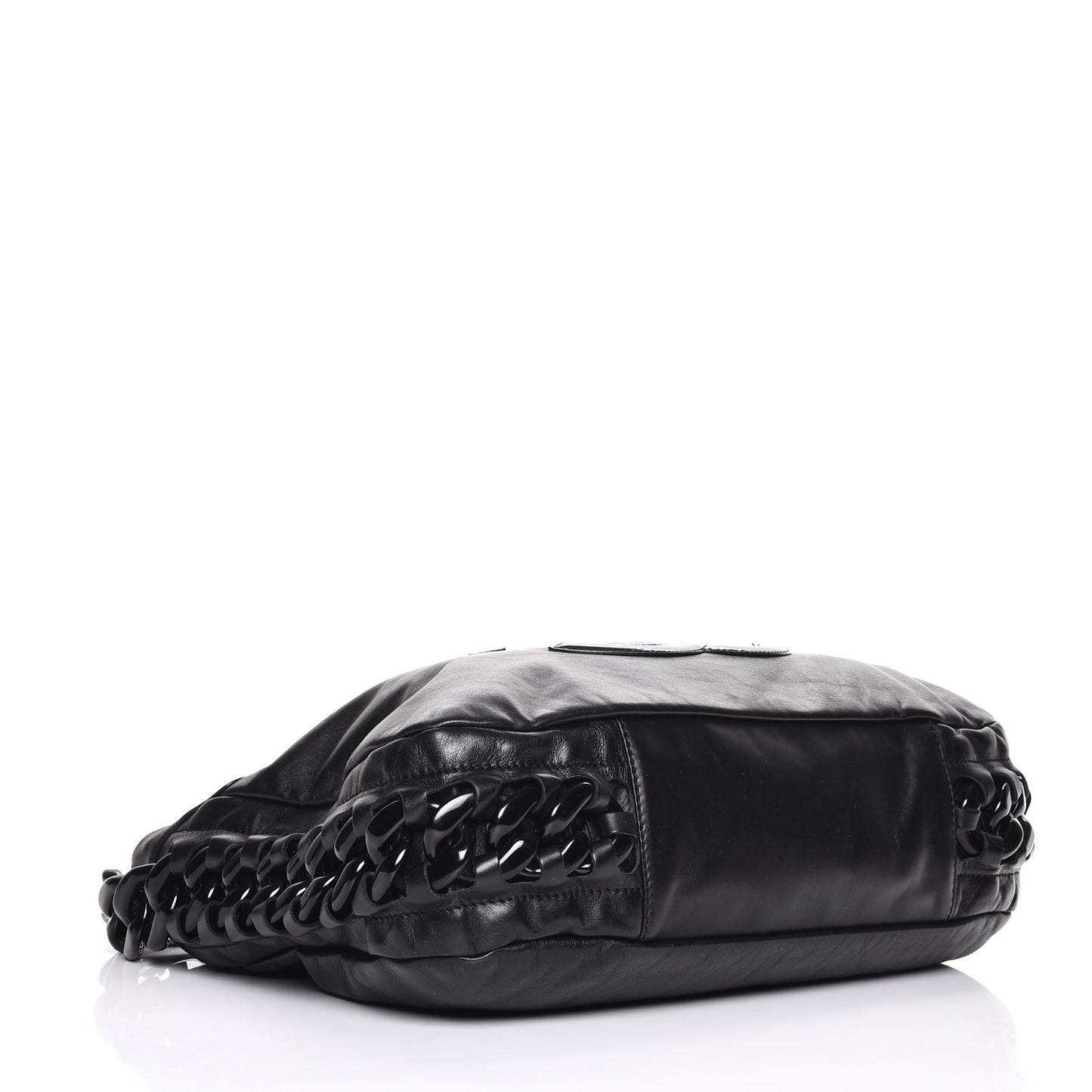 Calfskin Modern Chain Rhodoid Hobo Black