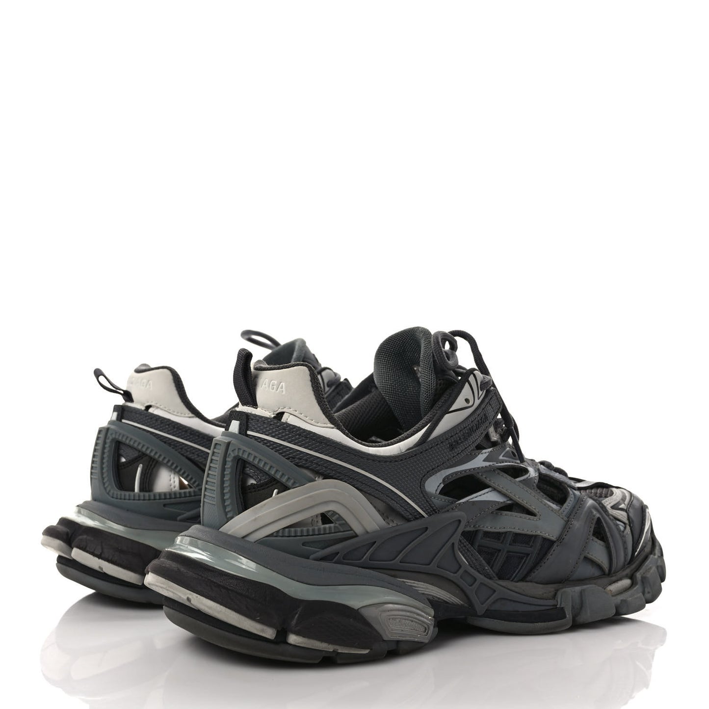 Rubber Mesh Bi-Color Womens Track.2 Open Sneakers 41 Grey Black