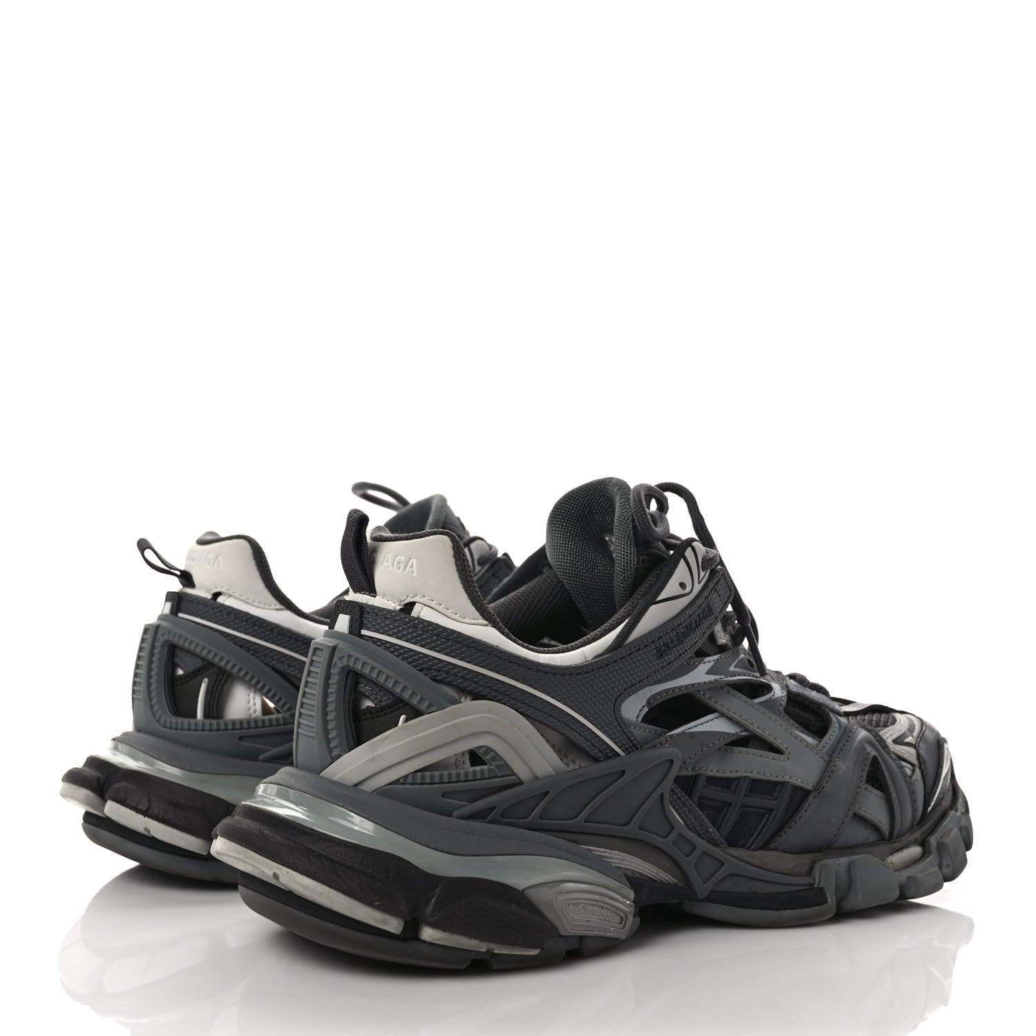 Balenciaga Rubber Mesh Bi-Color Womens Track.2 Open Sneakers 41 Grey Black 4 of 9