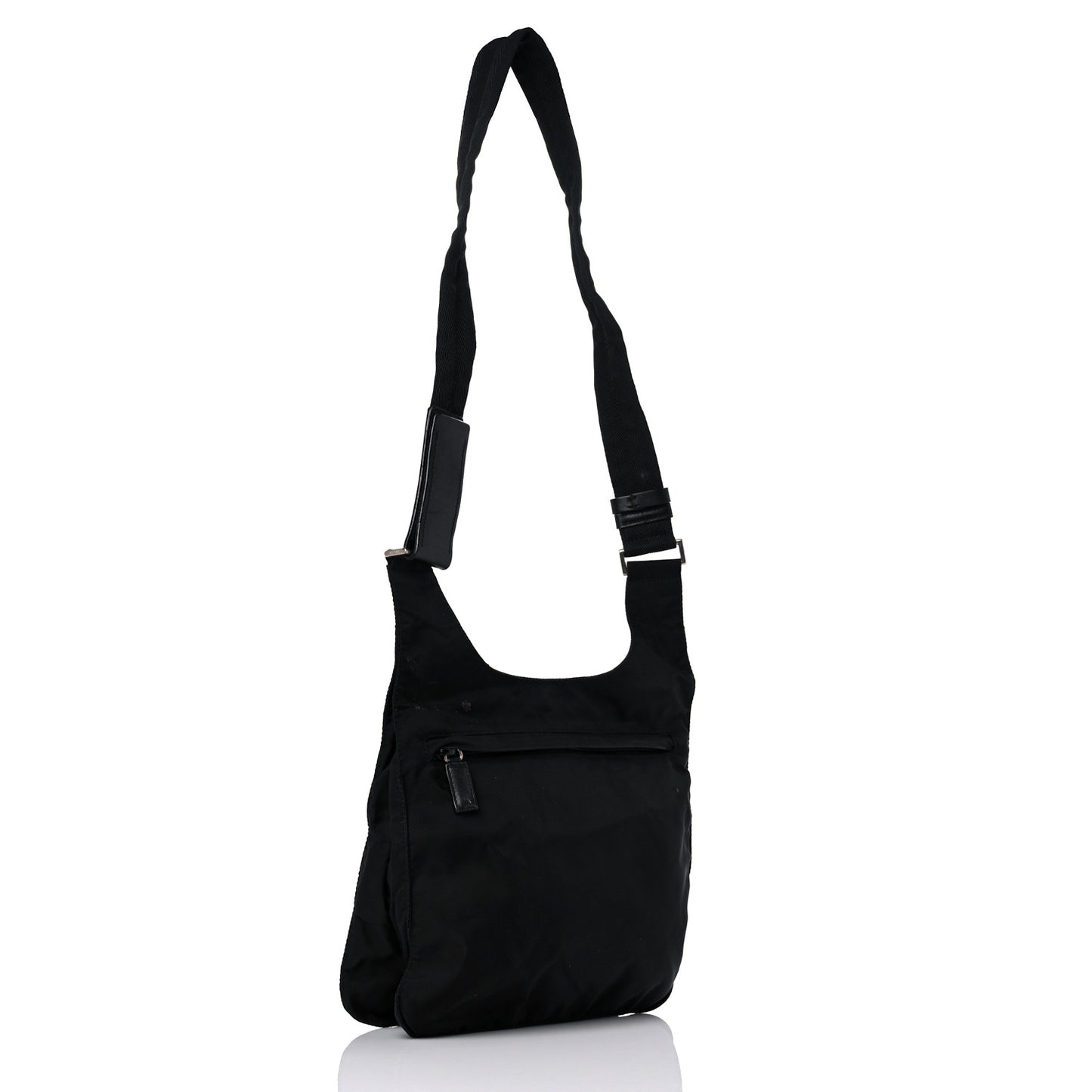 Tessuto Nylon Saffiano Flat Messenger Bag Black
