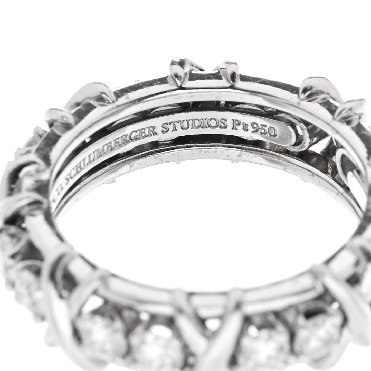 Platinum Diamond Schlumberger Sixteen Stone Ring 51 5.75