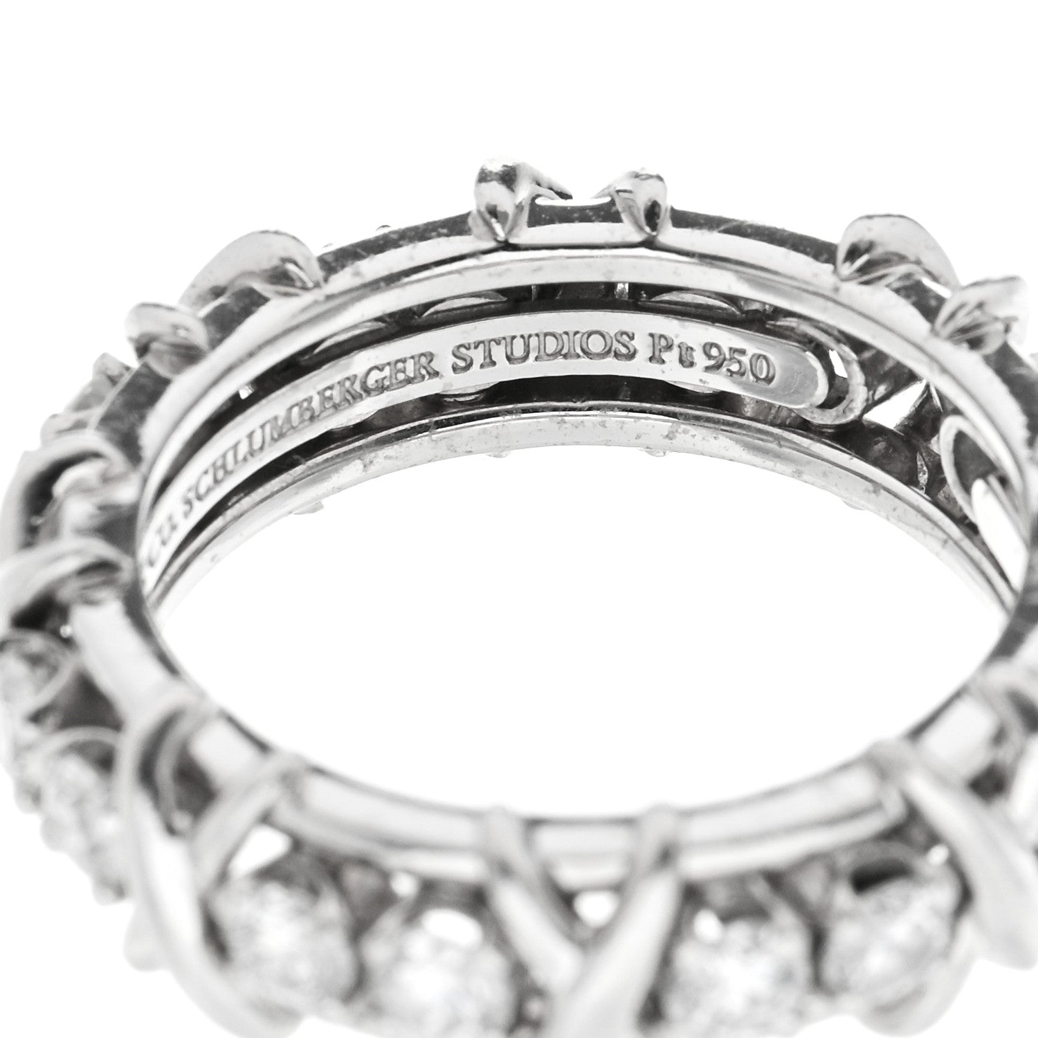Tiffany Platinum Diamond Schlumberger Sixteen Stone Ring 51 5.75 5 of 6
