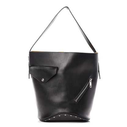 Celine Natural Calfskin Biker Bucket Shoulder Bag Black Sunflower 1 of 18
