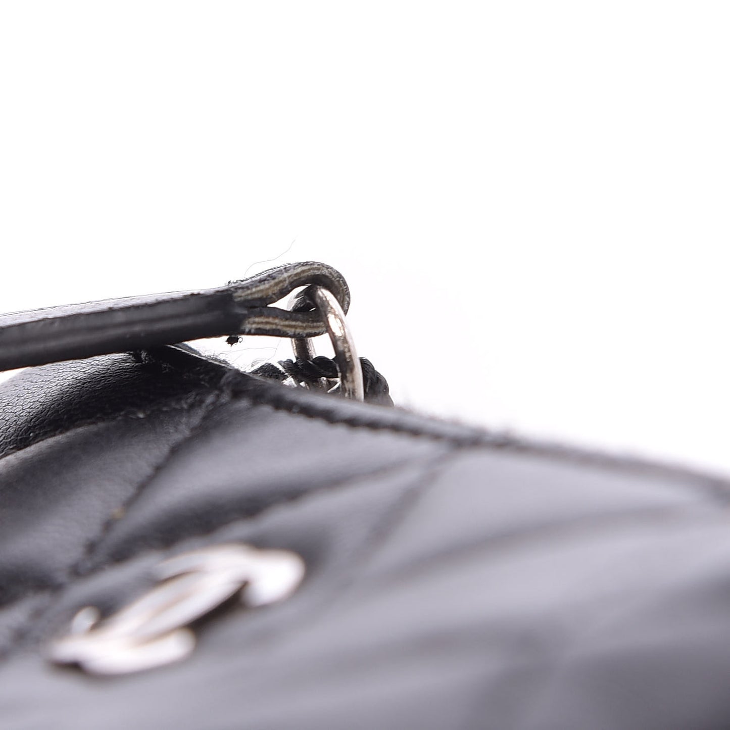 Lambskin Quilted Key Holder Case Black