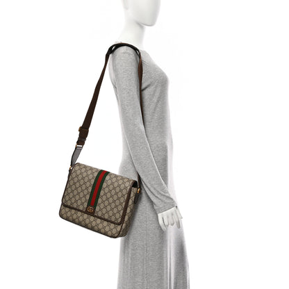 Gucci Tender GG Supreme Monogram Textured Dollar Calfskin Medium Ophidia Messenger Bag Beige Ebony New Acero 2 of 11