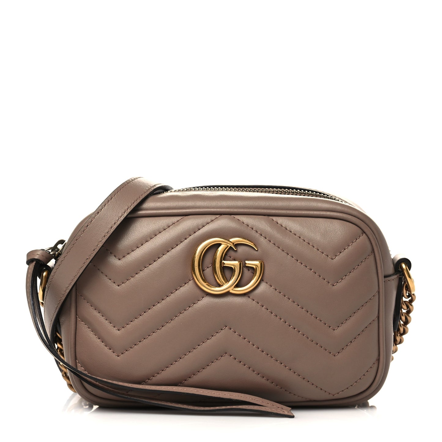 Calfskin Matelasse Mini GG Marmont Chain Shoulder Bag Porcelain Rose
