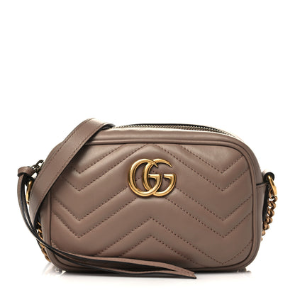 Gucci Calfskin Matelasse Mini GG Marmont Chain Shoulder Bag Porcelain Rose 1 of 7