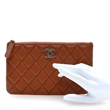 Chanel Caviar Crystal Quilted Coco Candy Cosmetic Case Brown 2 of 9