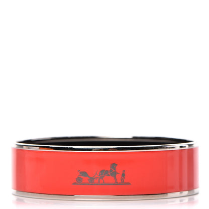Hermes Enamel Printed Wide Caleche Bracelet 70 Framboise 1 of 4