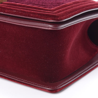 Chanel Velvet Chevron Quilted Medium Boy Flap Burgundy 9 of 10