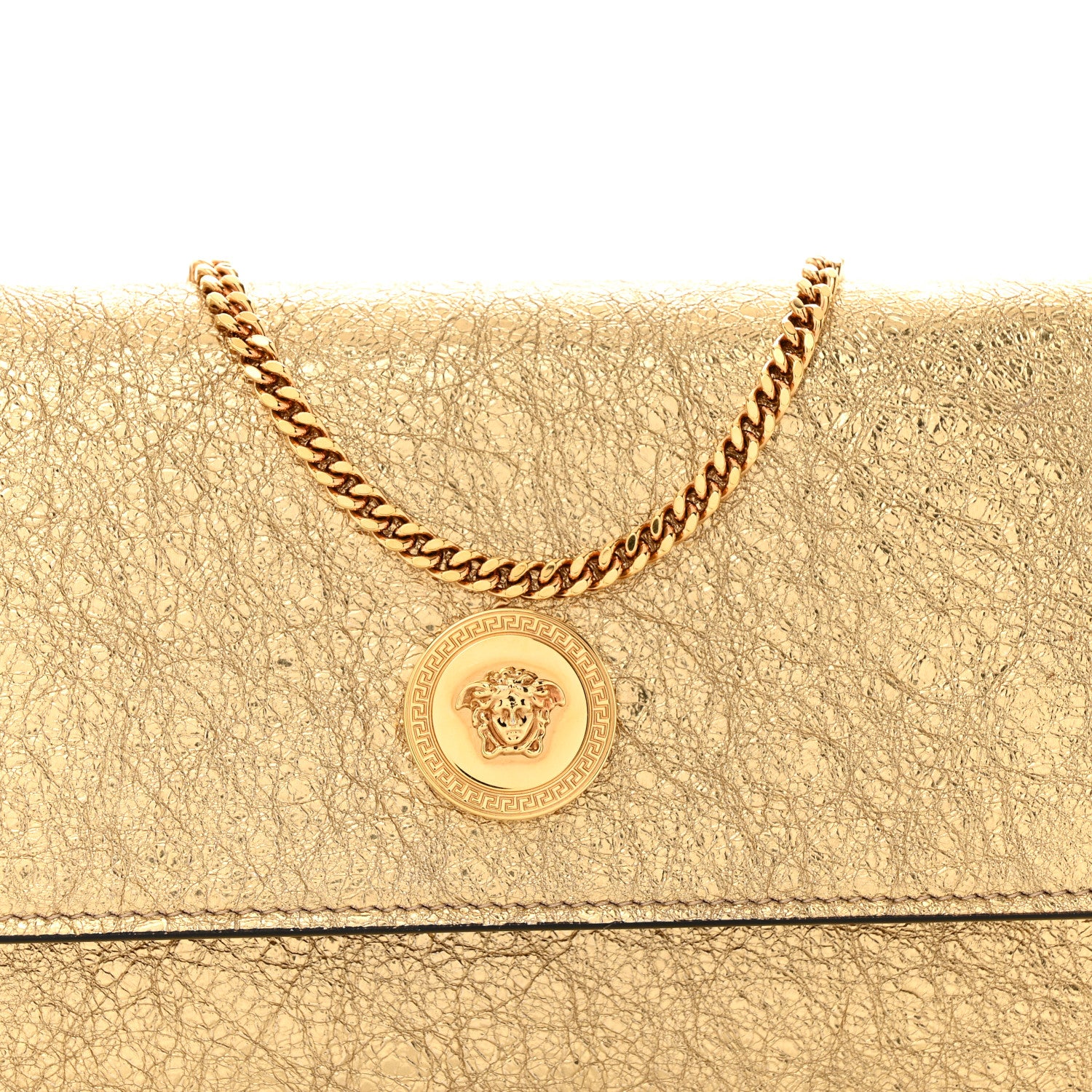 Versace Metallic Calfskin Medusa Clutch With Chain Gold 8 of 12