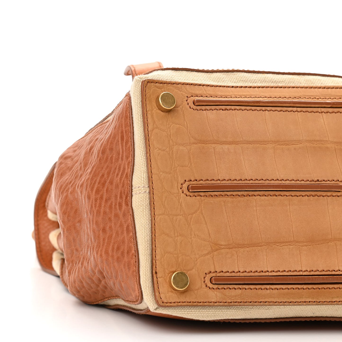 Crocodile Embossed Nubuck Calfskin Medium Muse Two Tote Tan