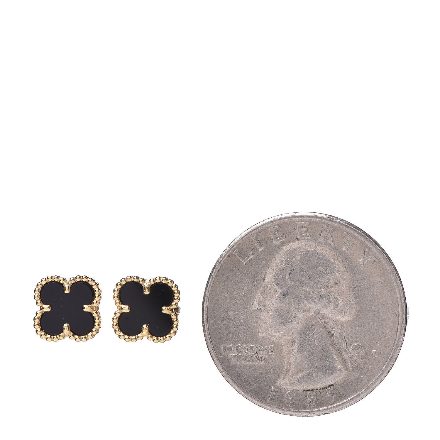 Van Cleef & Arpels 18K Yellow Gold Black Onyx Sweet Alhambra Earrings 2 of 5