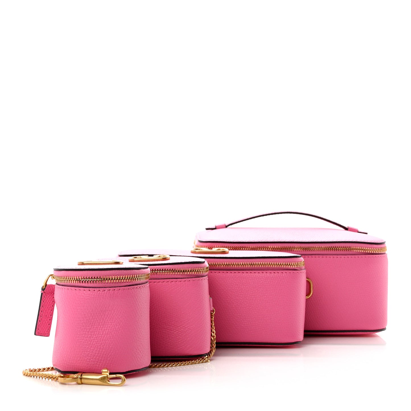 Grained Calfskin VLogo Signature Wash Bag Feminine Pink