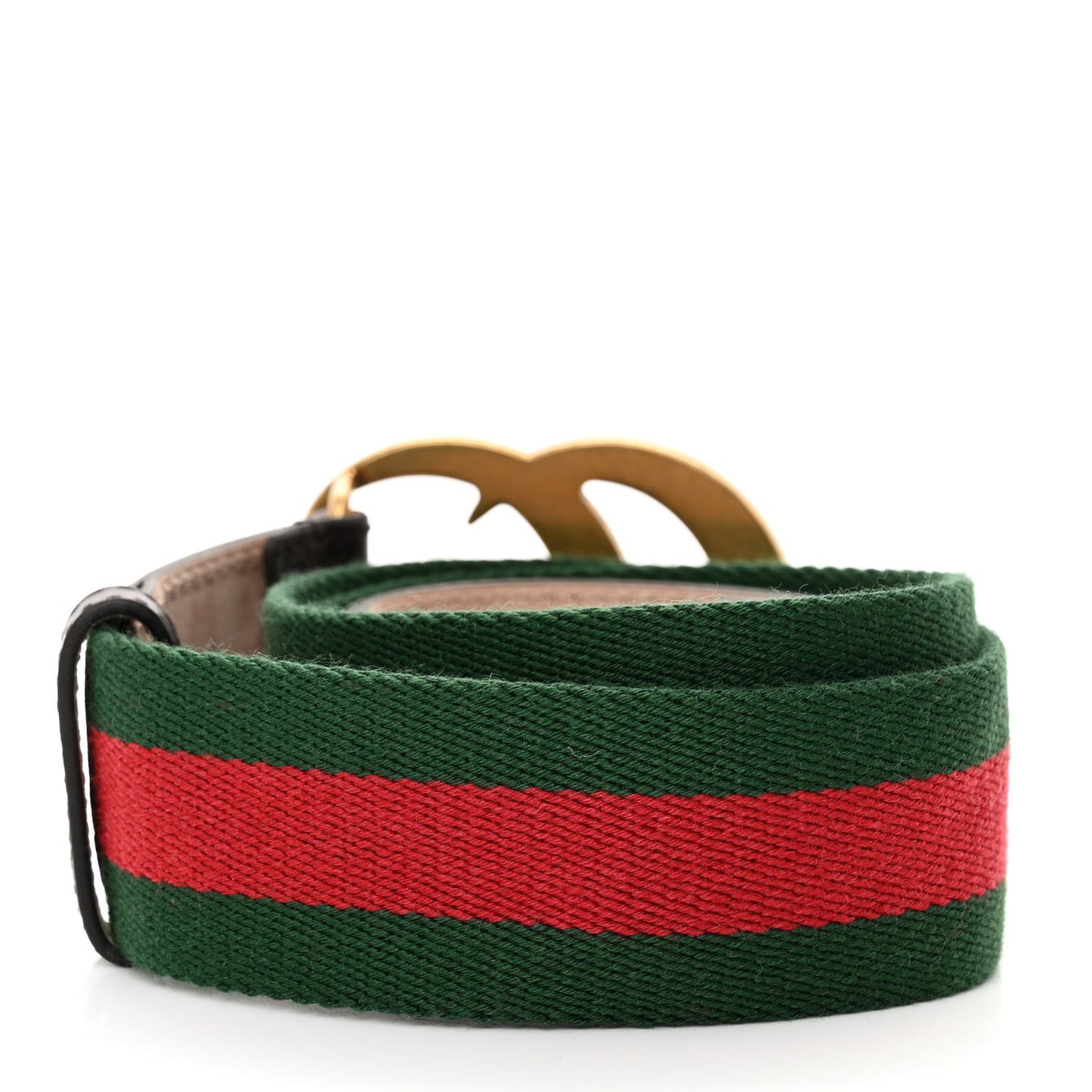 Nylon Textured Dollar Calfskin Double G Web 40mm Belt 90 36 Green Red Dark Cocoa