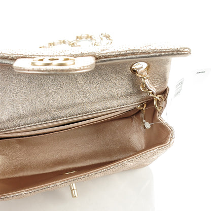 Chanel Metallic Lambskin Perforated Mini Rectangular Flap Light Gold 5 of 8