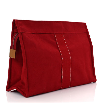 Hermes Cotton Canvas Herline Travel Cosmetic Pouch Red 3 of 6