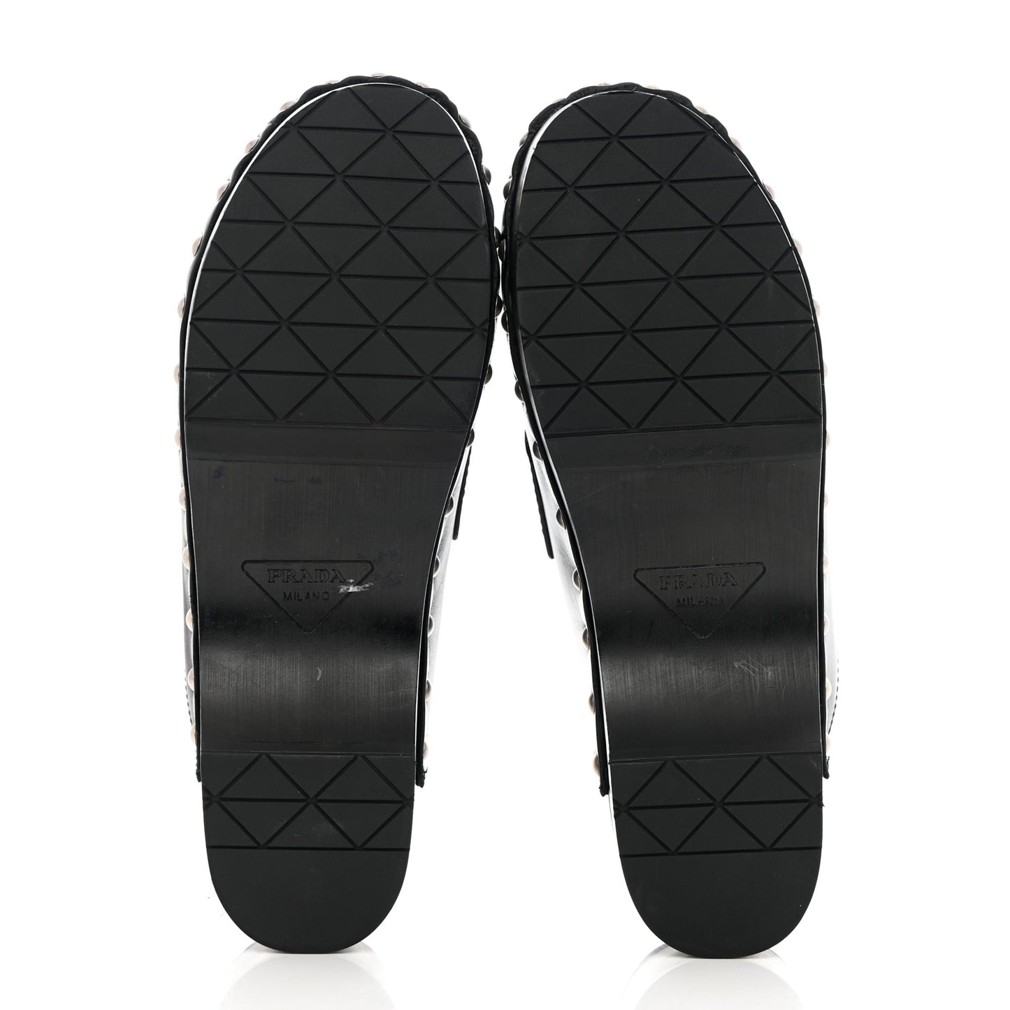 Natural Calfskin Metal Triangle Logo 45mm Clogs 39 Black