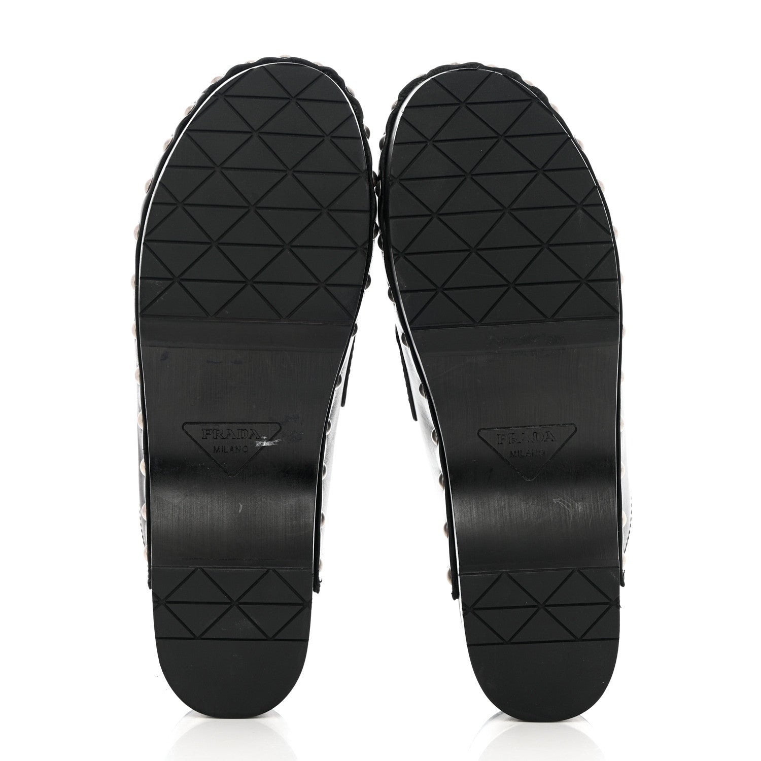 Prada Natural Calfskin Metal Triangle Logo 45mm Clogs 39 Black 5 of 11