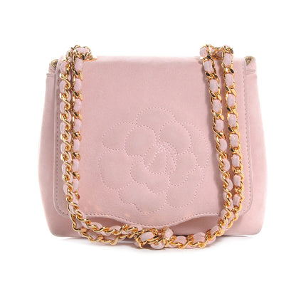 Chanel Suede Camellia Mini Flap Pink 9 of 16