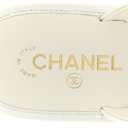 Chanel Patent Calfskin Camellia Thong Sandals 37.5 White 7 of 10