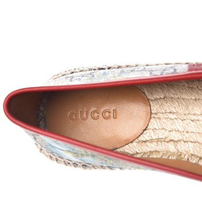 Gucci GG Supreme Monogram Blooms Espadrilles 35 Beige Blue Navy Hibiscus Red 7 of 9