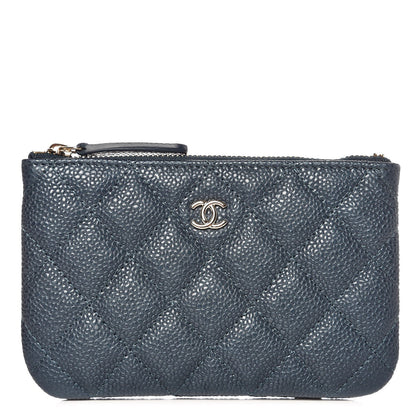 Chanel Metallic Caviar Quilted Small Cosmetic Case Dark Blue 1 of 8