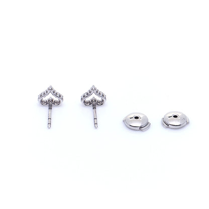 Tiffany Platinum Diamond Extra Mini Heart Earrings 2 of 7