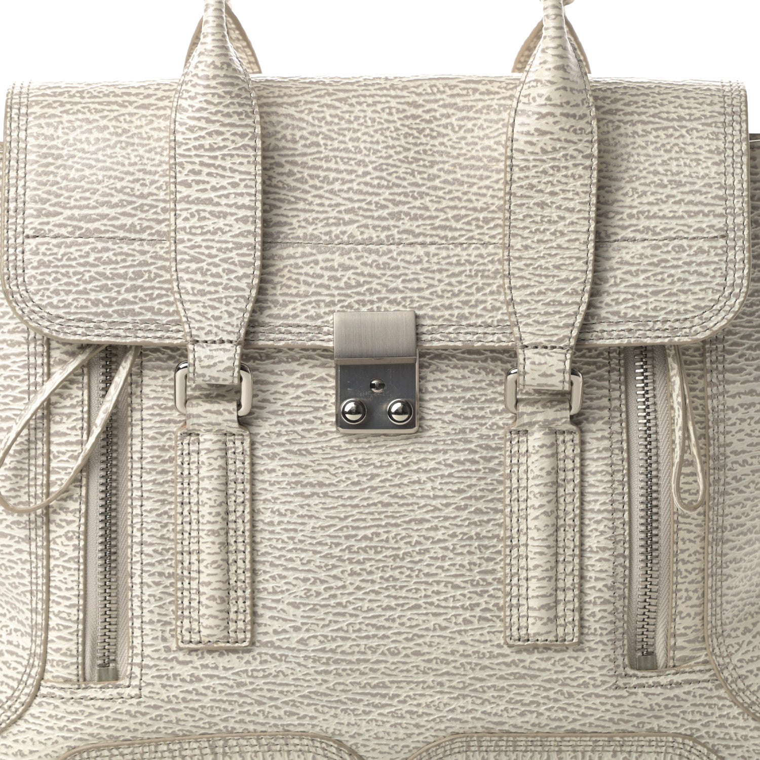 3.1 Phillip Lim Shark Embossed Textured Calfskin Large Pashli Satchel Ivory Dove 9 of 14